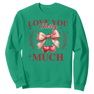 Funny Valentine's Day Coquette Sweatshirt I Love You Cherry Much TS11 Irish Green Print Your Wear