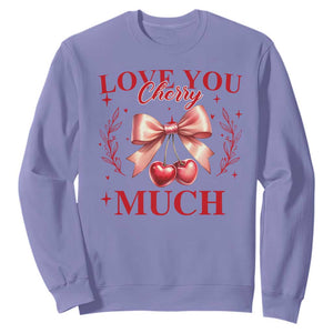 Funny Valentine's Day Coquette Sweatshirt I Love You Cherry Much TS11 Violet Print Your Wear