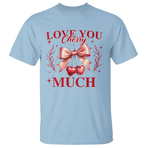 Funny Valentine's Day Coquette T Shirt I Love You Cherry Much TS11 Light Blue Print Your Wear