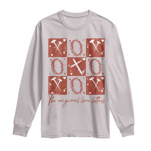 Christian Religious God Valentine's Day Long Sleeve Shirt The Original Love Letters Thorns Cross TS11 Ice Gray Print Your Wear