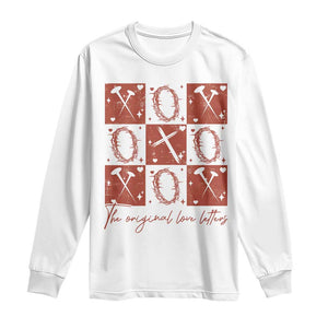 Christian Religious God Valentine's Day Long Sleeve Shirt The Original Love Letters Thorns Cross TS11 White Print Your Wear