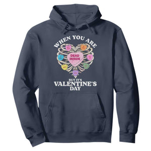 When You Are Dead Inside But It's Valentine's Day Hoodie Skeleton Rib Heart TS11 Navy Print Your Wear