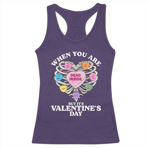 When You Are Dead Inside But It's Valentine's Day Racerback Tank Top Skeleton Rib Heart TS11 Purple Print Your Wear