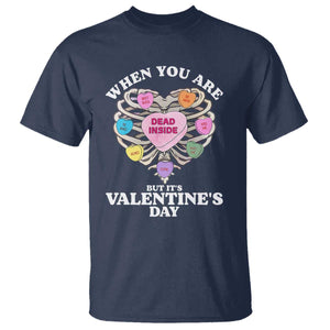 When You Are Dead Inside But It's Valentine's Day T Shirt Skeleton Rib Heart TS11 Navy Print Your Wear