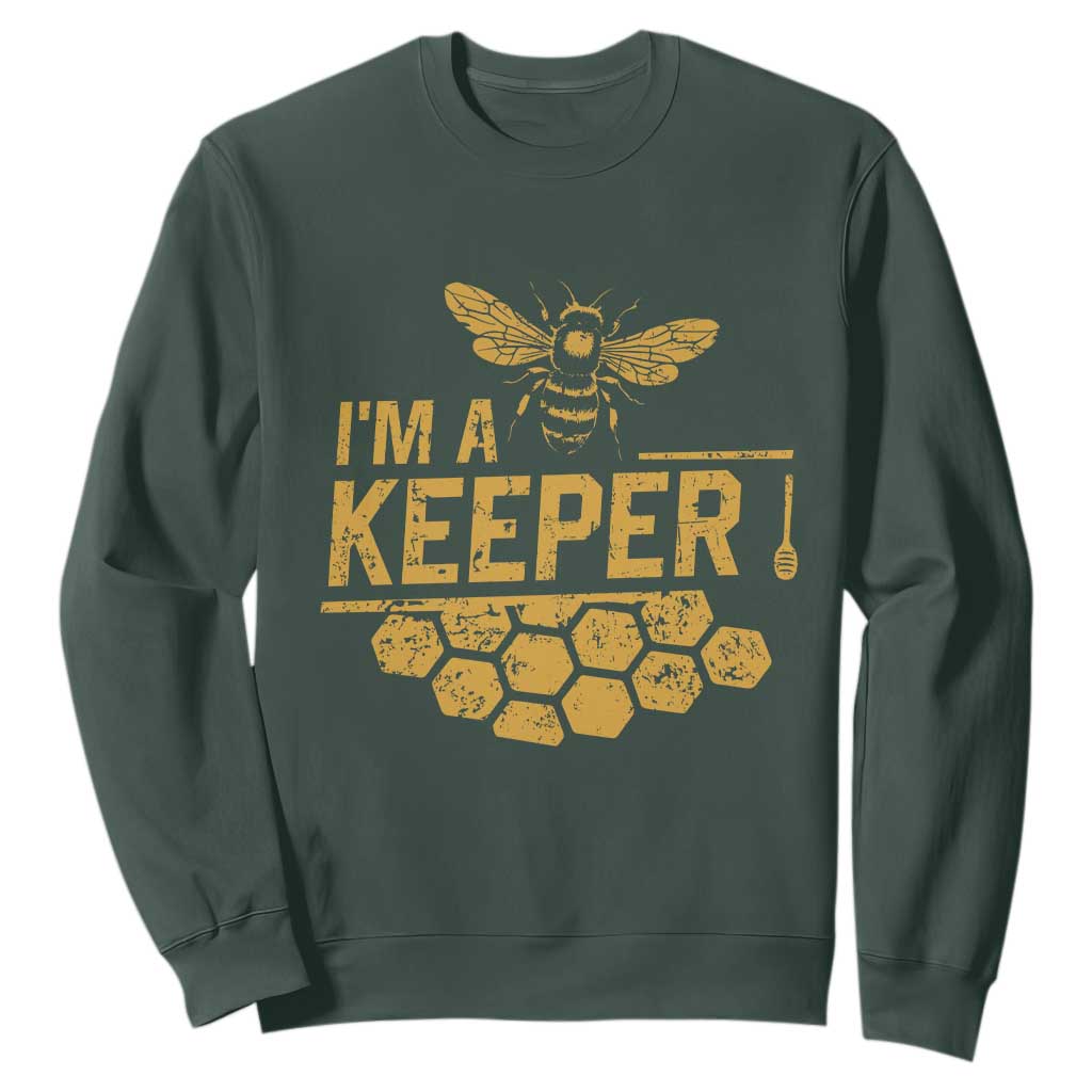I Am A Keeper Sweatshirt Honey Bee Apiarist Funny Beekeeping TS11 Dark Forest Green Print Your Wear