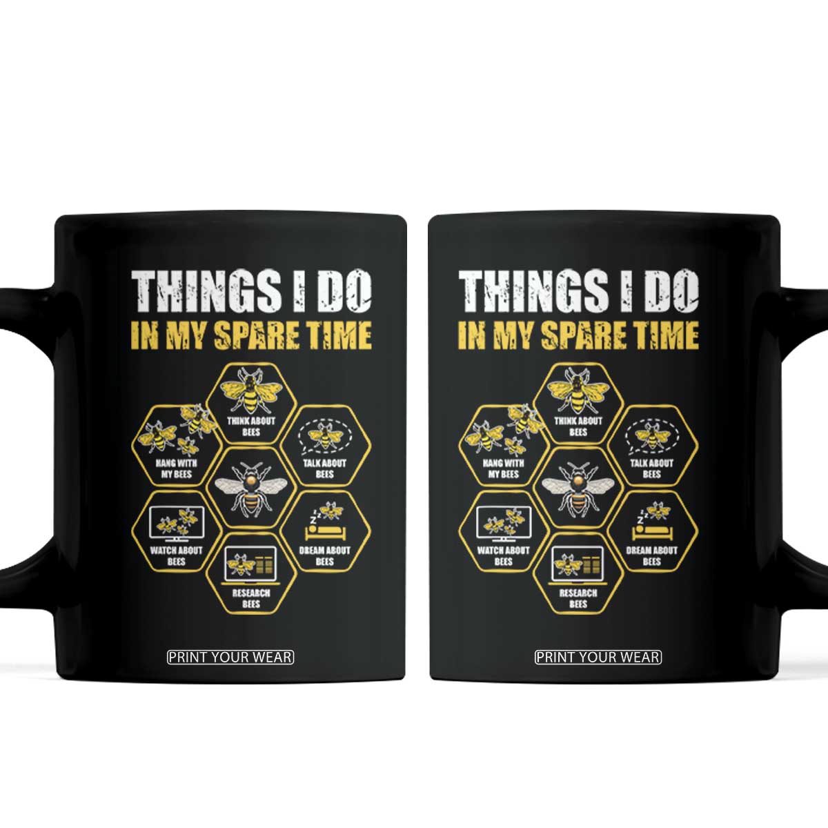 Funny Beekeeper Coffee Mug Things I Do in My Spare Time Beekeeping TS11 Black Print Your Wear