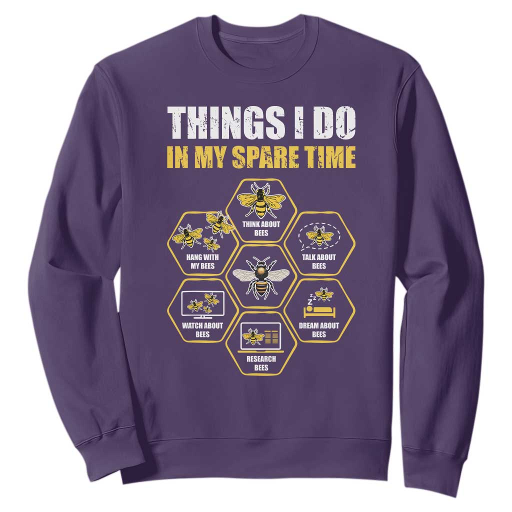 Funny Beekeeper Sweatshirt Things I Do in My Spare Time Beekeeping TS11 Purple Print Your Wear