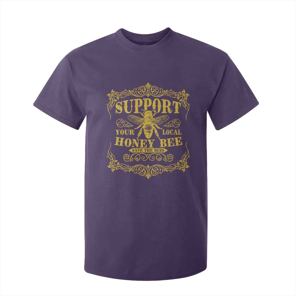 Funny Beekeeping T Shirt For Kid Support Your Local Honey Bee Beekeeper TS11 Purple Print Your Wear