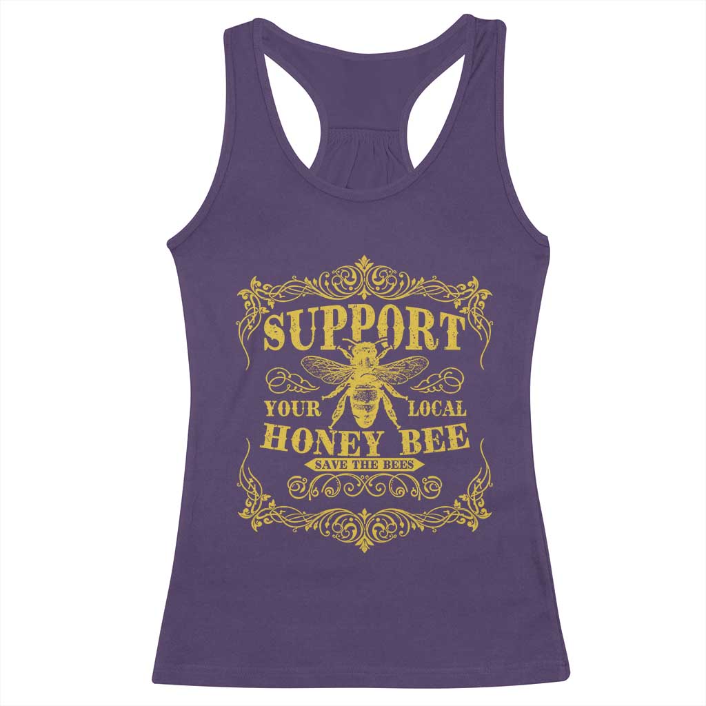 Funny Beekeeping Racerback Tank Top Support Your Local Honey Bee Beekeeper TS11 Purple Print Your Wear