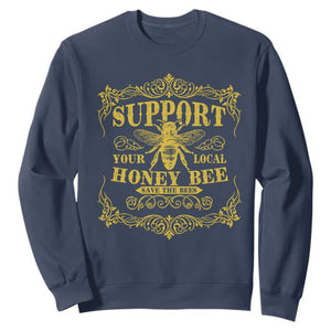 Funny Beekeeping Sweatshirt Support Your Local Honey Bee Beekeeper TS11 Navy Print Your Wear