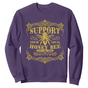 Funny Beekeeping Sweatshirt Support Your Local Honey Bee Beekeeper TS11 Purple Print Your Wear