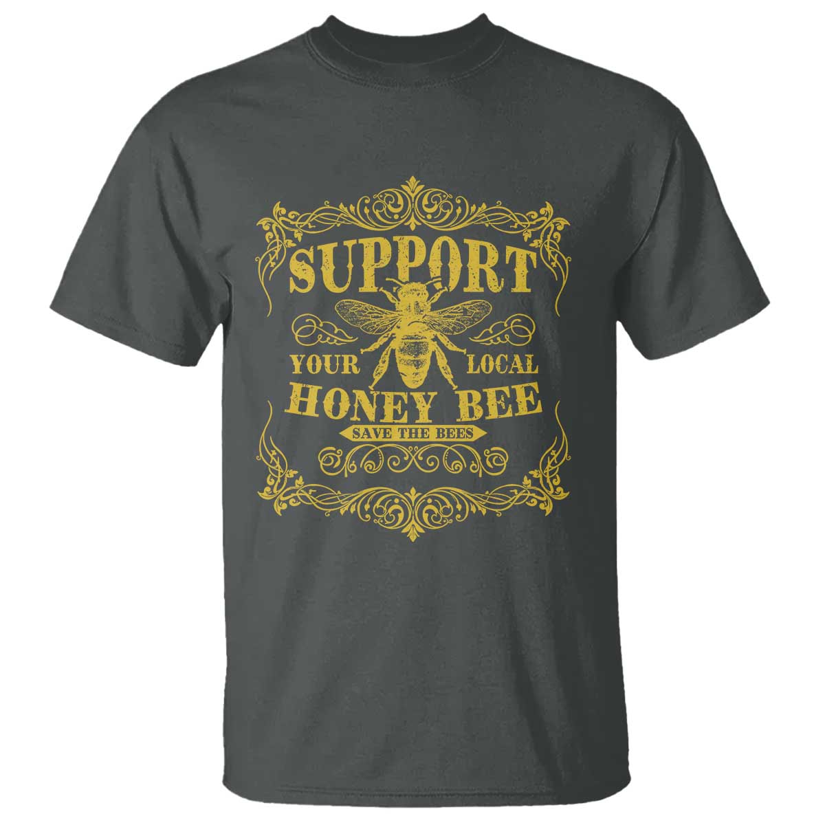 Funny Beekeeping T Shirt Support Your Local Honey Bee Beekeeper TS11 Dark Heather Print Your Wear