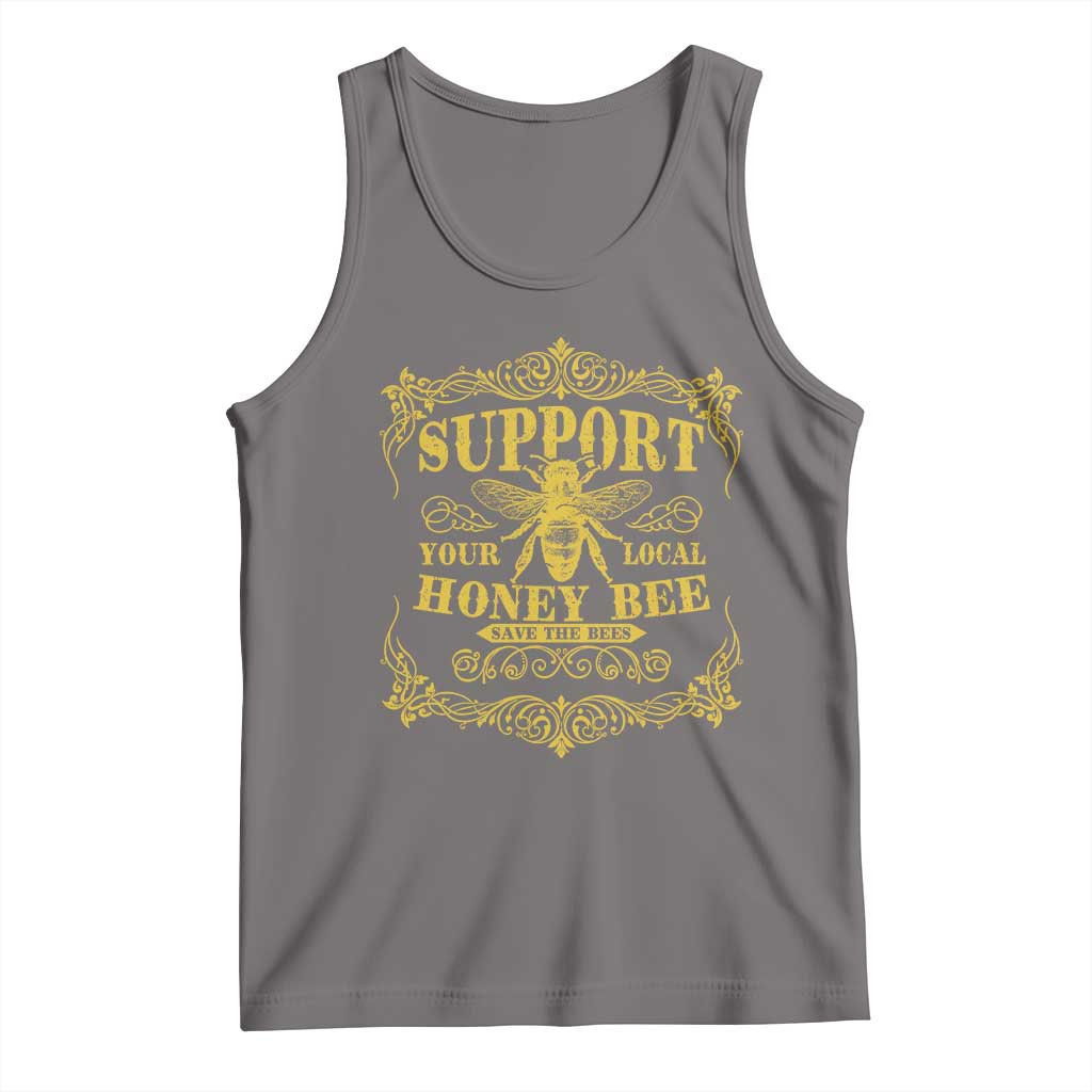 Funny Beekeeping Tank Top Support Your Local Honey Bee Beekeeper TS11 Deep Heather Print Your Wear