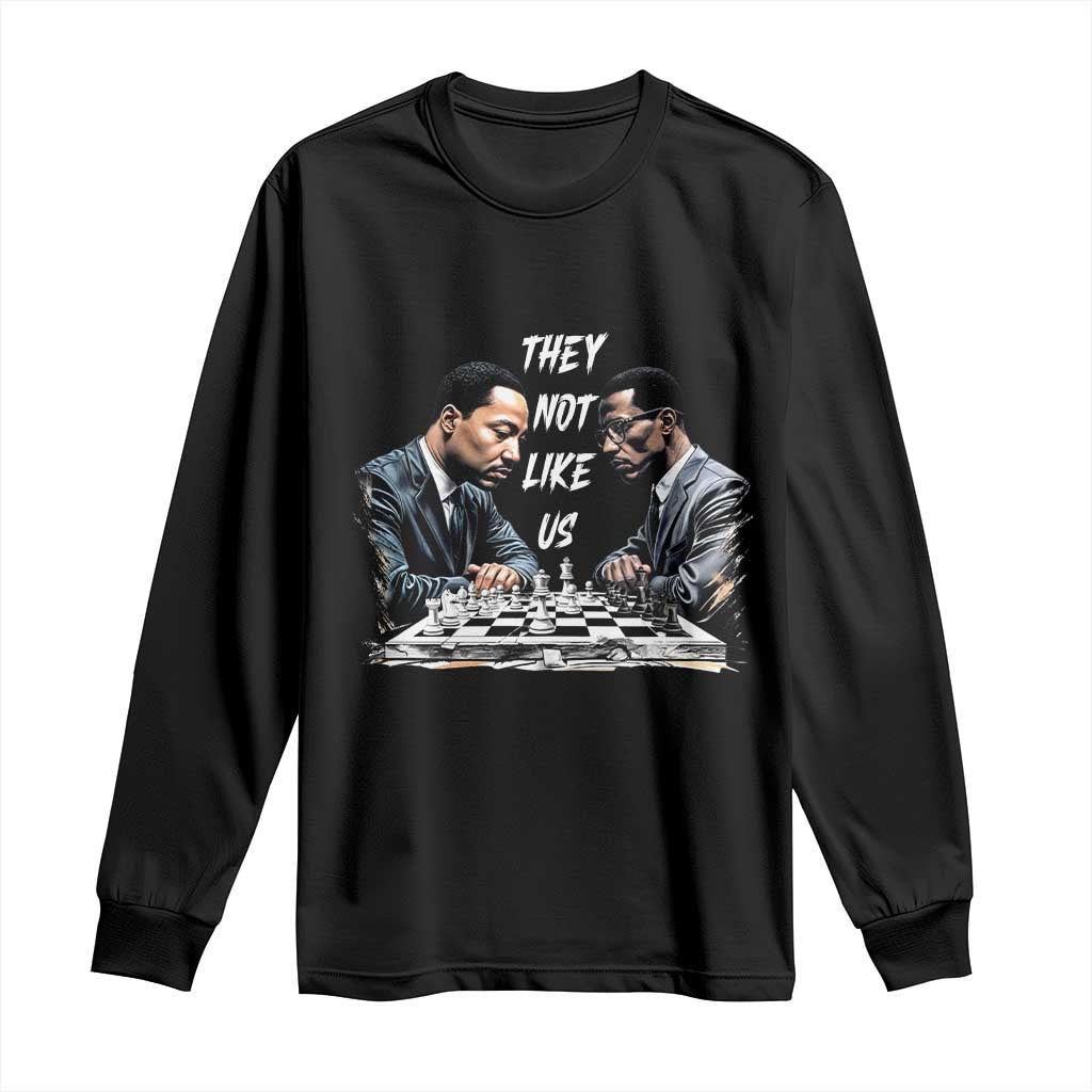 Martin Luther King Malcolm X Long Sleeve Shirt They Not Like Us Black Leaders TS11 Black Print Your Wear