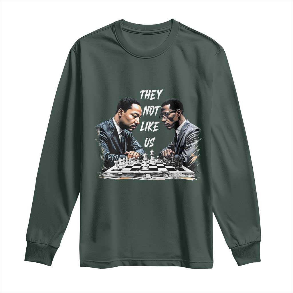 Martin Luther King Malcolm X Long Sleeve Shirt They Not Like Us Black Leaders TS11 Dark Forest Green Print Your Wear