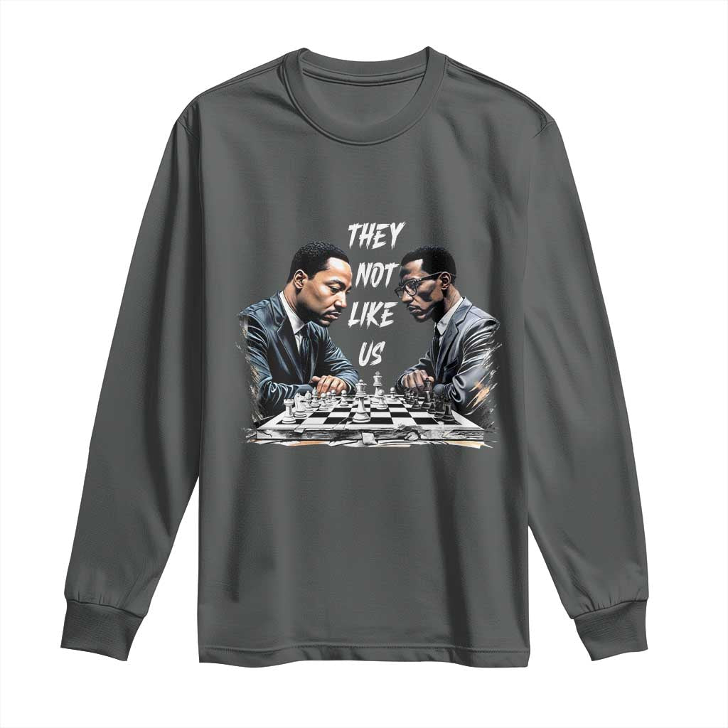 Martin Luther King Malcolm X Long Sleeve Shirt They Not Like Us Black Leaders TS11 Dark Heather Print Your Wear