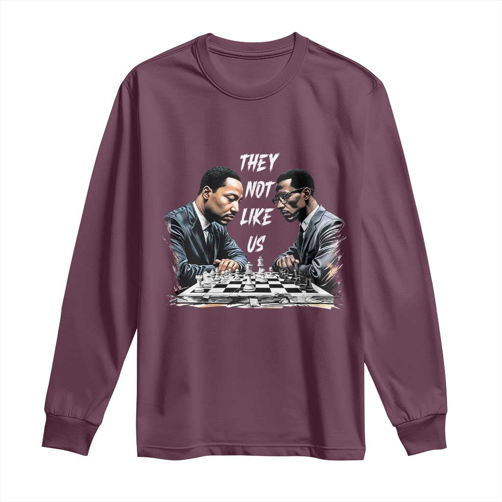Martin Luther King Malcolm X Long Sleeve Shirt They Not Like Us Black Leaders TS11 Maroon Print Your Wear