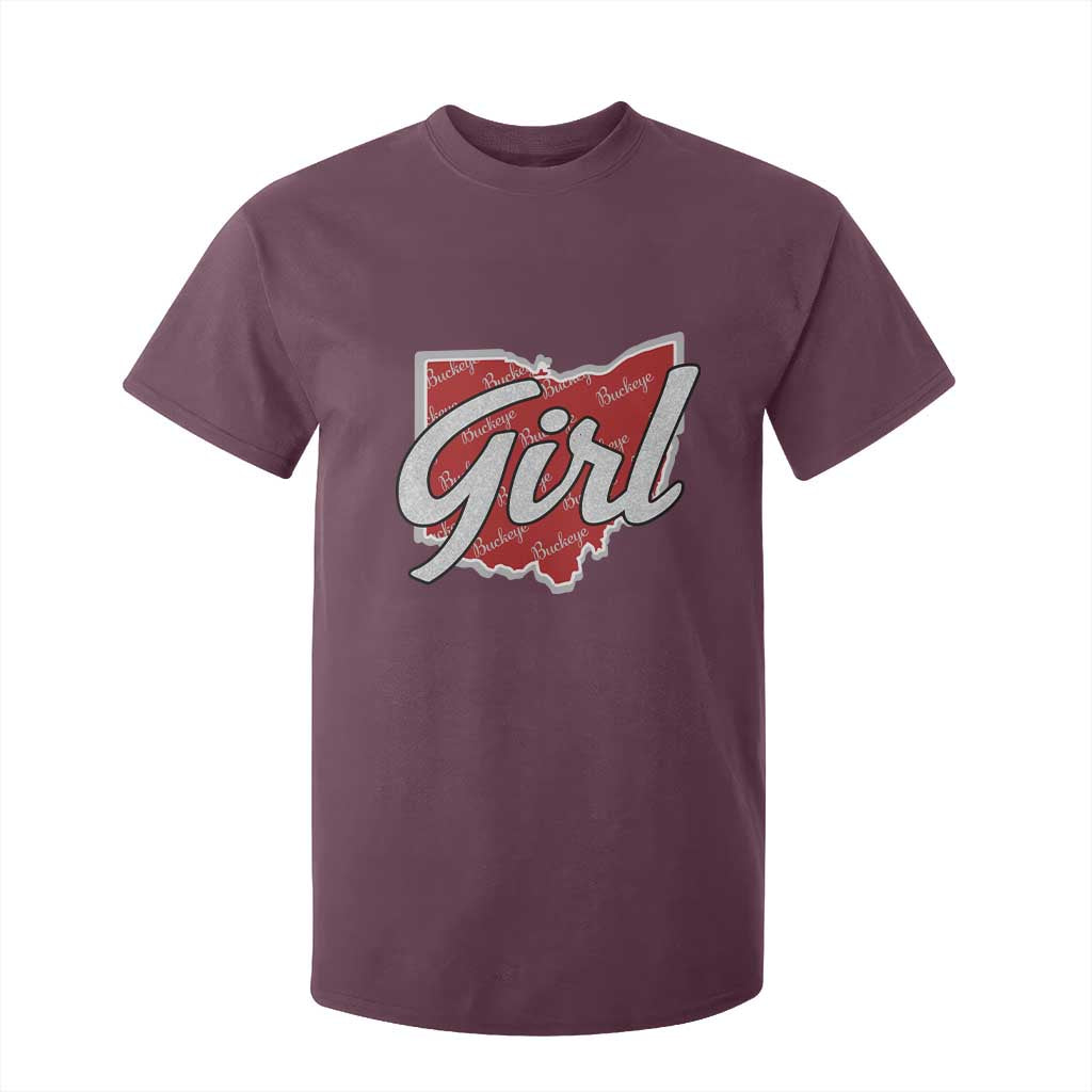 Buckeye Girl Ohio Home State T Shirt For Kid TS11 Maroon Print Your Wear