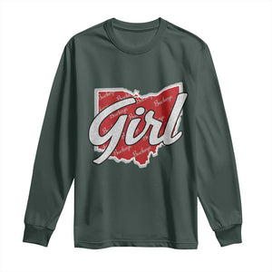 Buckeye Girl Ohio Home State Long Sleeve Shirt TS11 Dark Forest Green Print Your Wear
