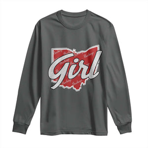 Buckeye Girl Ohio Home State Long Sleeve Shirt TS11 Dark Heather Print Your Wear