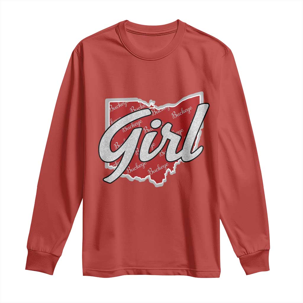 Buckeye Girl Ohio Home State Long Sleeve Shirt TS11 Red Print Your Wear