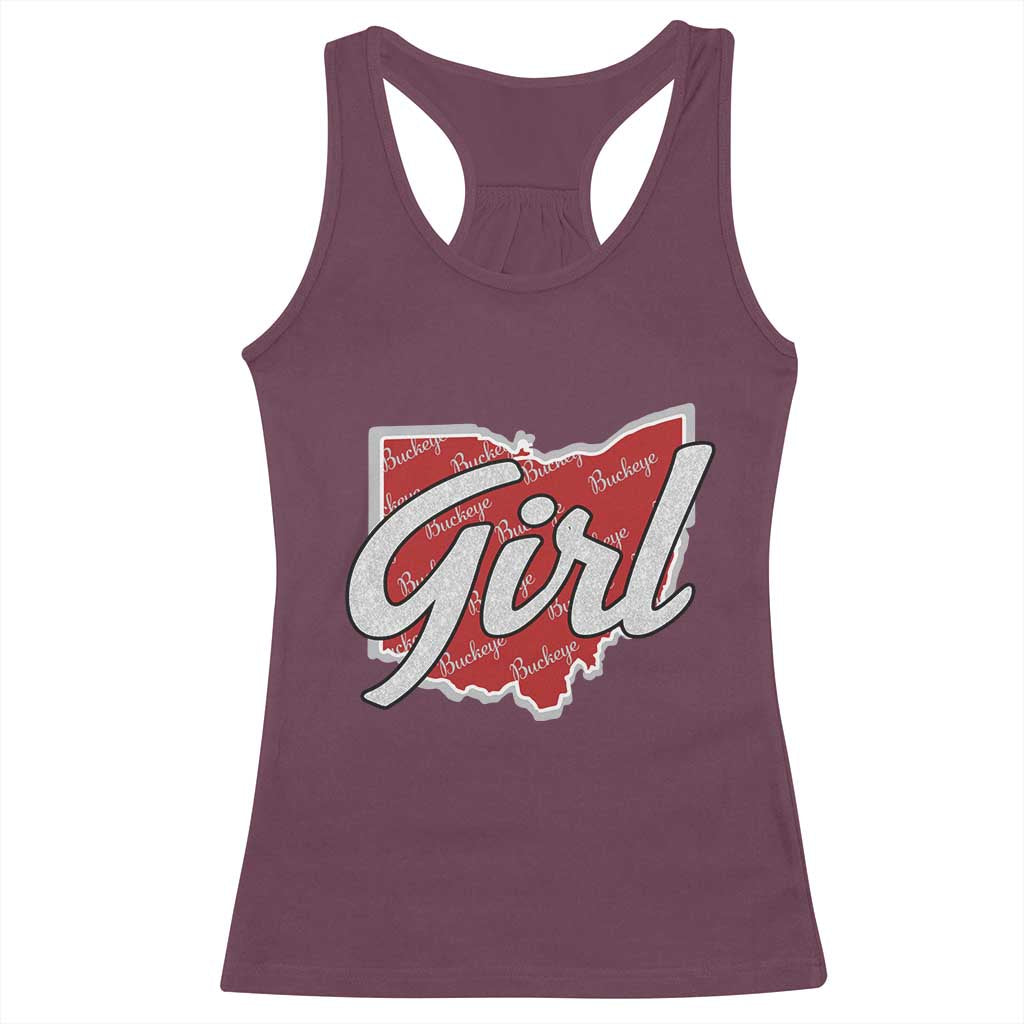 Buckeye Girl Ohio Home State Racerback Tank Top TS11 Maroon Print Your Wear