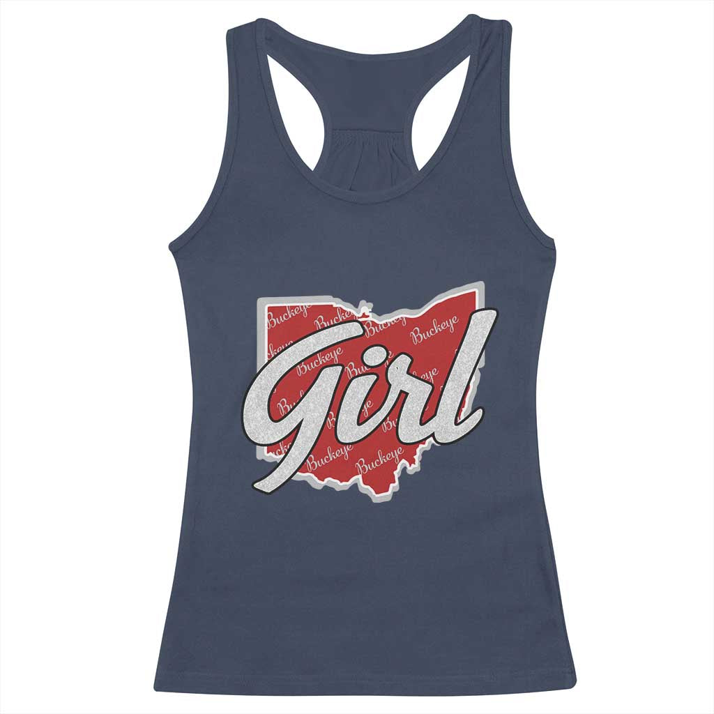 Buckeye Girl Ohio Home State Racerback Tank Top TS11 Navy Print Your Wear
