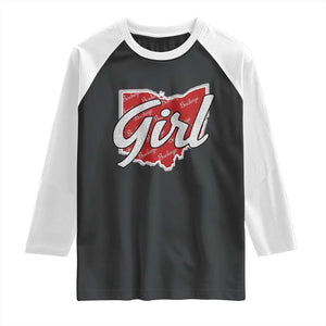Buckeye Girl Ohio Home State Raglan Shirt TS11 Black White Print Your Wear