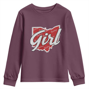 Buckeye Girl Ohio Home State Youth Sweatshirt TS11 Maroon Print Your Wear