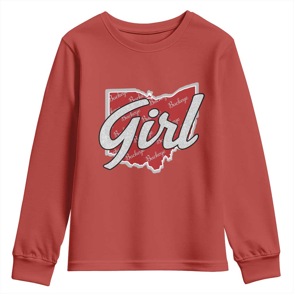 Buckeye Girl Ohio Home State Youth Sweatshirt TS11 Red Print Your Wear