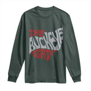 Funny Ohio Pride The Buckeye State Long Sleeve Shirt Map Of Ohio State TS11 Dark Forest Green Print Your Wear