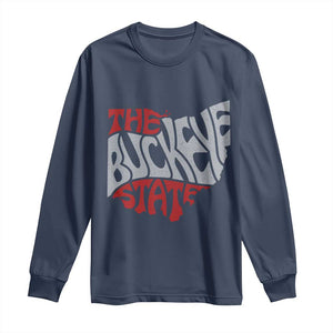 Funny Ohio Pride The Buckeye State Long Sleeve Shirt Map Of Ohio State TS11 Navy Print Your Wear
