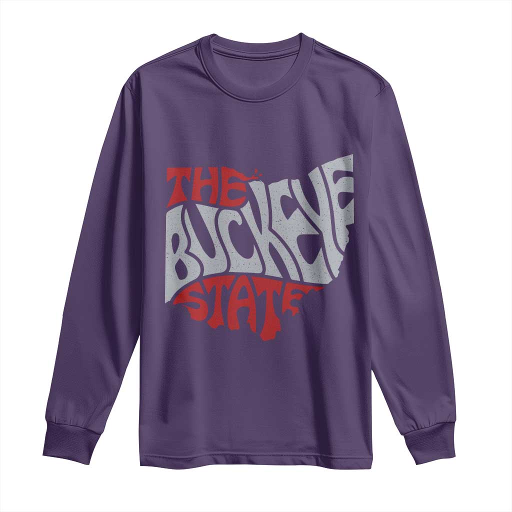 Funny Ohio Pride The Buckeye State Long Sleeve Shirt Map Of Ohio State TS11 Purple Print Your Wear