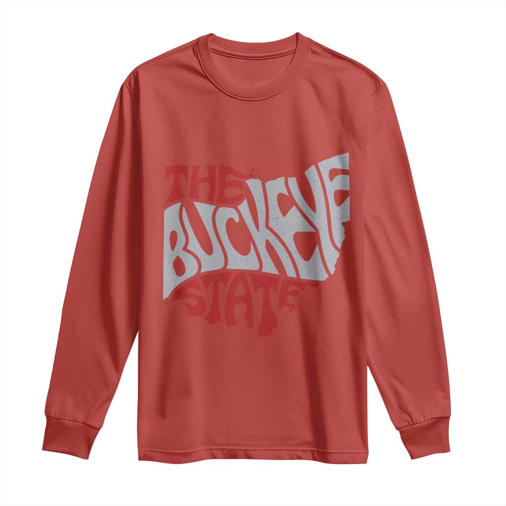 Funny Ohio Pride The Buckeye State Long Sleeve Shirt Map Of Ohio State TS11 Red Print Your Wear