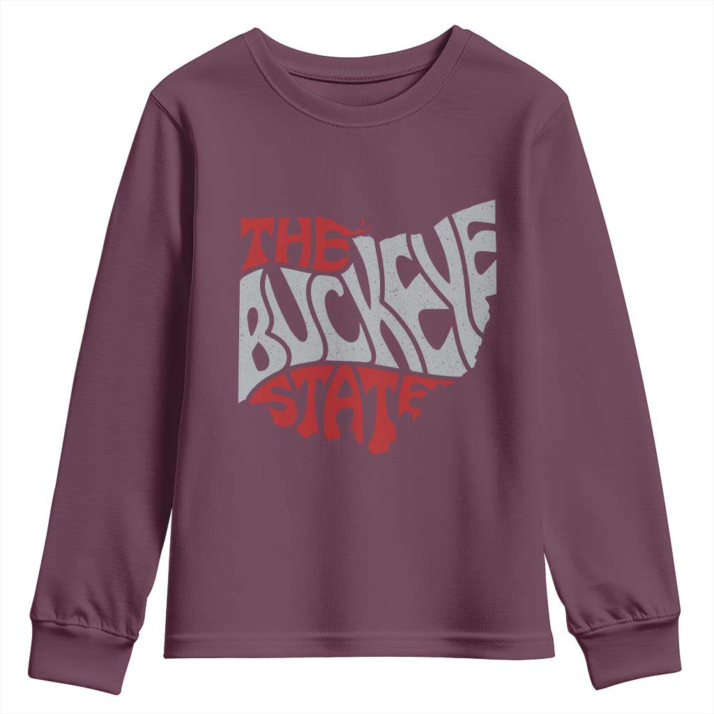 Funny Ohio Pride The Buckeye State Youth Sweatshirt Map Of Ohio State TS11 Maroon Print Your Wear