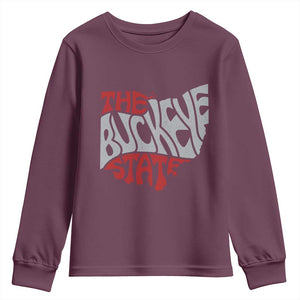 Funny Ohio Pride The Buckeye State Youth Sweatshirt Map Of Ohio State TS11 Maroon Print Your Wear