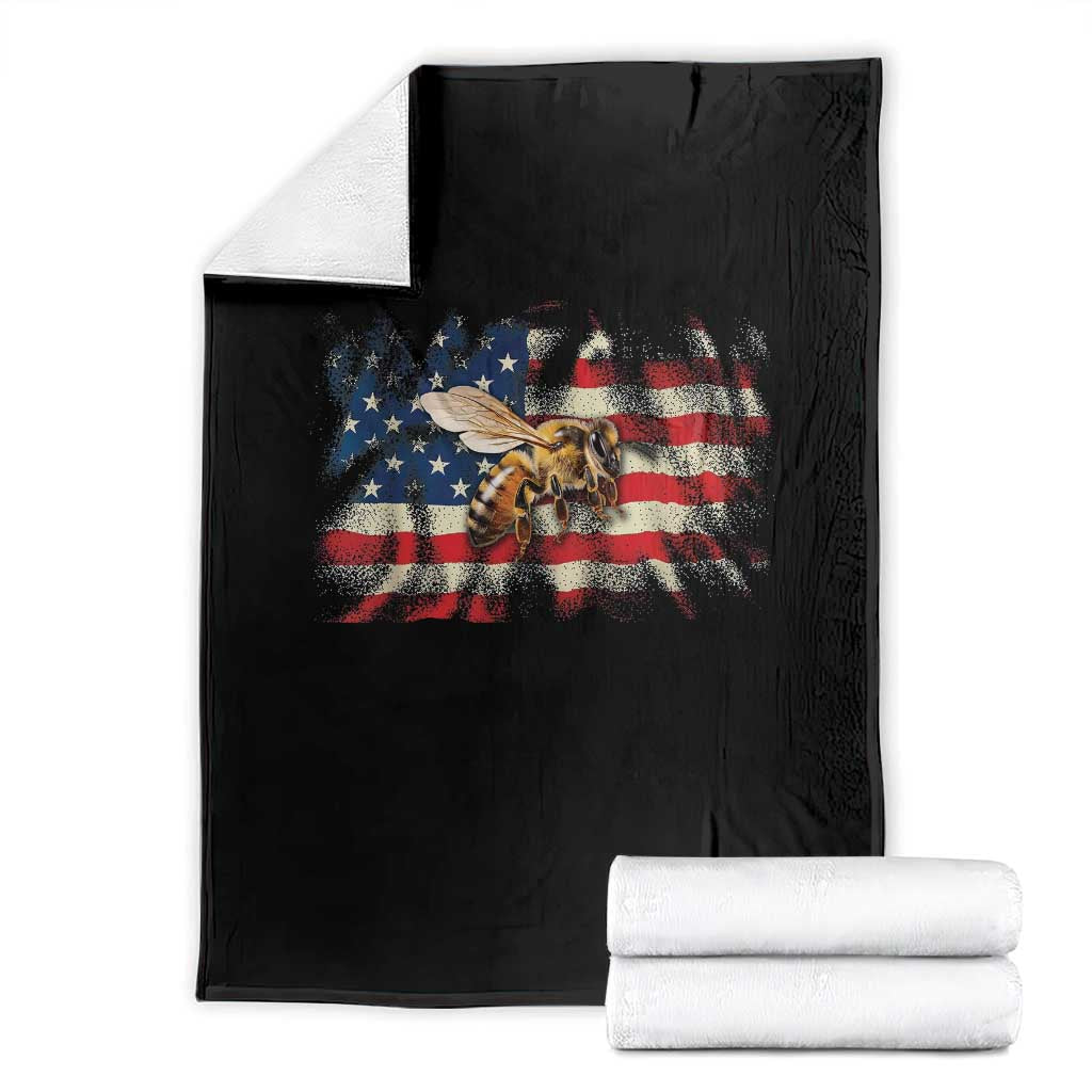 Patriotic Beekeeper Throw Blanket Bee American Flag Beekeeping TS11 Black Print Your Wear