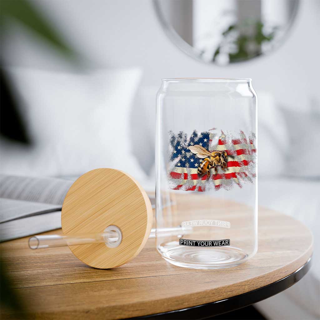 Patriotic Beekeeper Glass Can Bee American Flag Beekeeping TS11 Print Your Wear