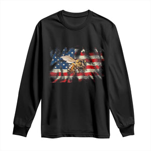 Patriotic Beekeeper Long Sleeve Shirt Bee American Flag Beekeeping TS11 Black Print Your Wear
