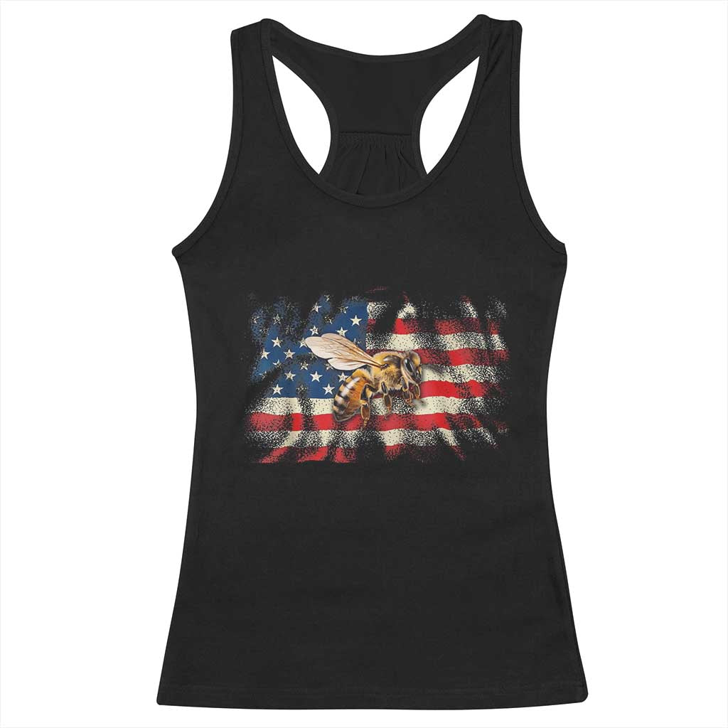 Patriotic Beekeeper Racerback Tank Top Bee American Flag Beekeeping TS11 Black Print Your Wear