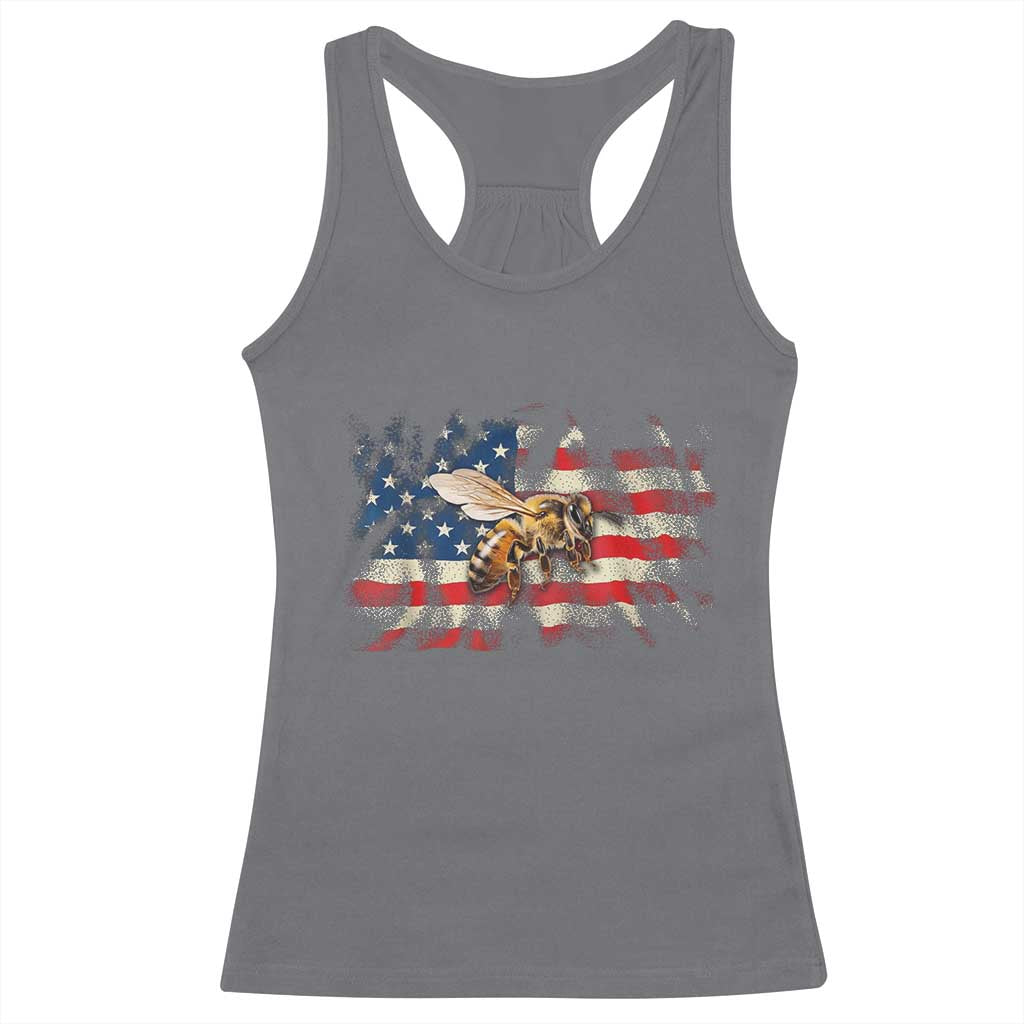 Patriotic Beekeeper Racerback Tank Top Bee American Flag Beekeeping TS11 Charcoal Print Your Wear