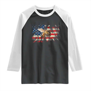 Patriotic Beekeeper Raglan Shirt Bee American Flag Beekeeping TS11 Black White Print Your Wear