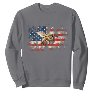 Patriotic Beekeeper Sweatshirt Bee American Flag Beekeeping TS11 Charcoal Print Your Wear