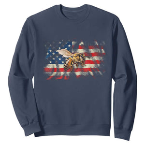 Patriotic Beekeeper Sweatshirt Bee American Flag Beekeeping TS11 Navy Print Your Wear