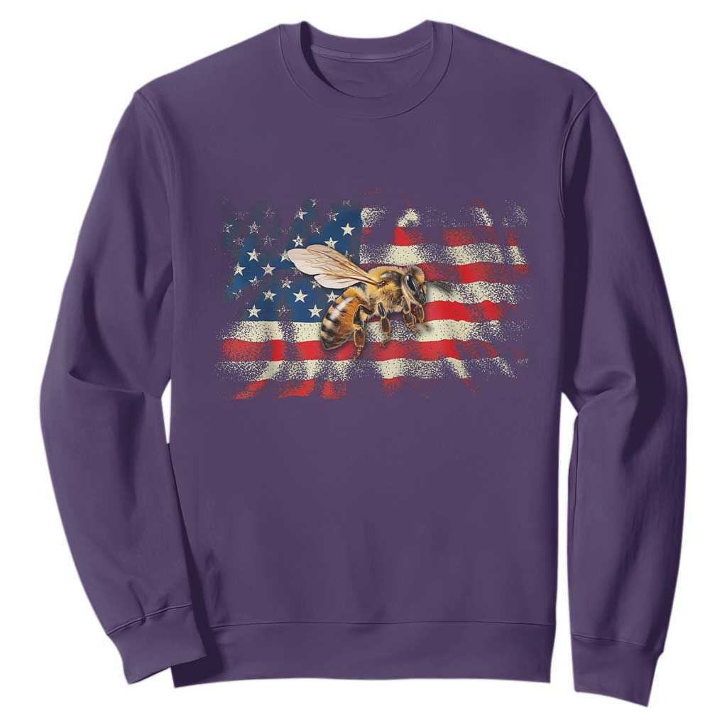 Patriotic Beekeeper Sweatshirt Bee American Flag Beekeeping TS11 Purple Print Your Wear