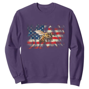 Patriotic Beekeeper Sweatshirt Bee American Flag Beekeeping TS11 Purple Print Your Wear