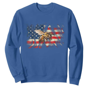 Patriotic Beekeeper Sweatshirt Bee American Flag Beekeeping TS11 Royal Blue Print Your Wear