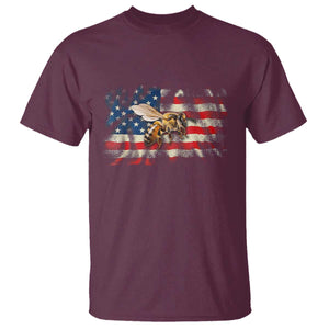 Patriotic Beekeeper T Shirt Bee American Flag Beekeeping TS11 Maroon Print Your Wear