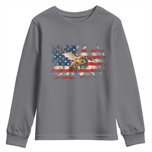 Patriotic Beekeeper Youth Sweatshirt Bee American Flag Beekeeping TS11 Charcoal Print Your Wear