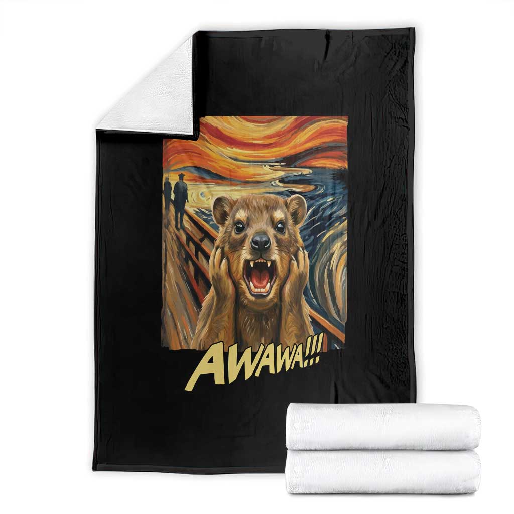 Funny Awawa Hyrax Throw Blanket The Scream Art Oddly Specific Meme Animal TS11 Black Print Your Wear